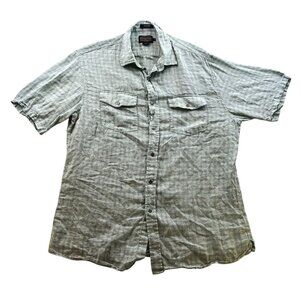Pendleton Mens Malone Shirt Large Short Sleeve Linen Button Up Plaid Casual